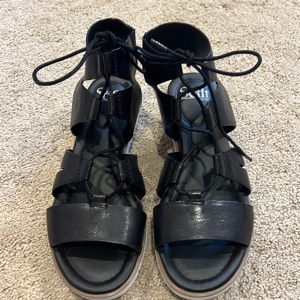 Strappy gladiator style leather sandal.